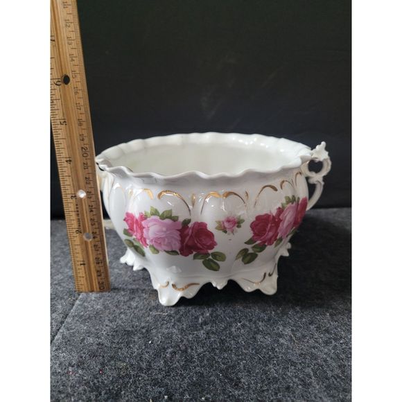 1884-1909 M. Z. Austria Porcelain Handled Bowl , Pink n Dk Pink Roses, Gold Trim - Picture 6 of 8